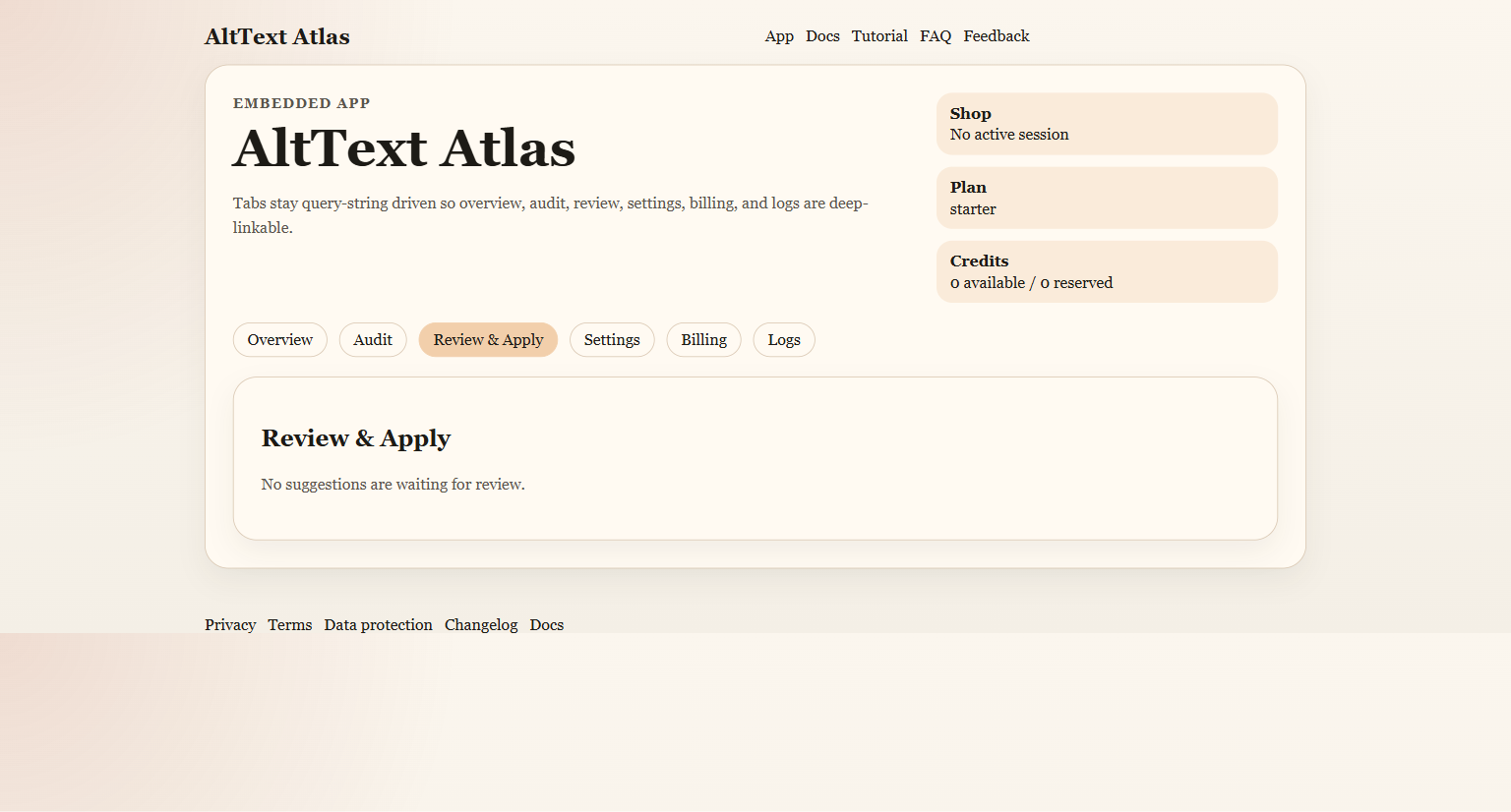 AltText Atlas review and apply workspace with pending image suggestions